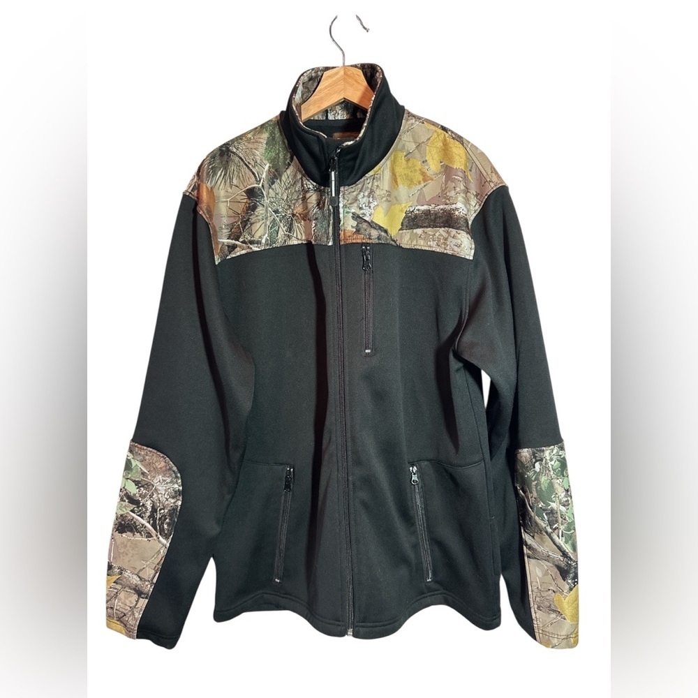 Roper Western Men's Jacket Black Camo Hunting Full Zip Fleece Sz Large